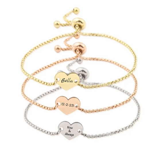 Personalised Heart Charm Bracelet