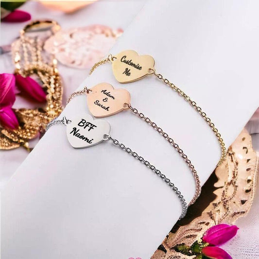 Personalised Heart Charm Bracelet