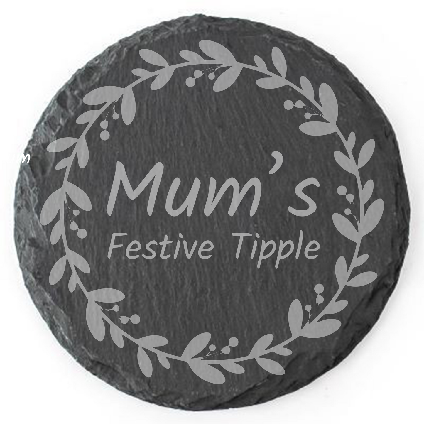 Personalised Festive Tipple Christmas Slate Coaster