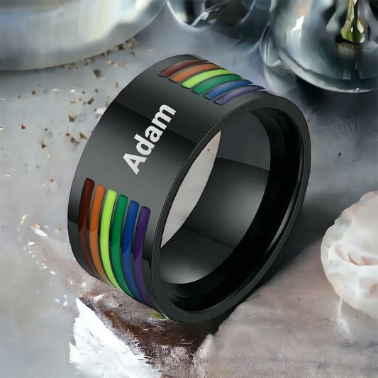 Personalised Rainbow Pride Ring