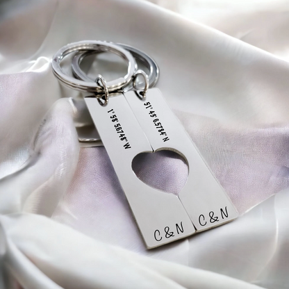 Personalised Couples Heart Keyring (Pair)