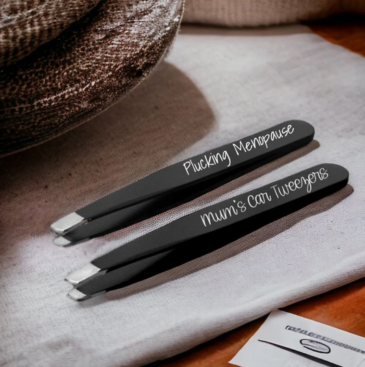 Personalised Slanted Tip Black Tweezers