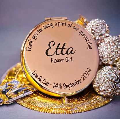 Personalised Flower Girl Compact Mirror