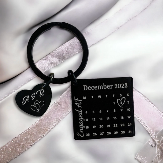 Personalised Engaged AF Calendar Keyring