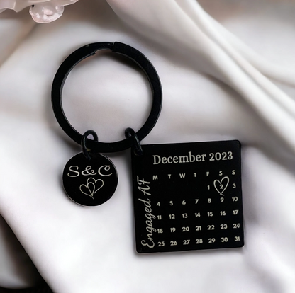 Personalised Engaged AF Calendar Keyring