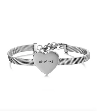 Personalised Heart Charm Bracelet