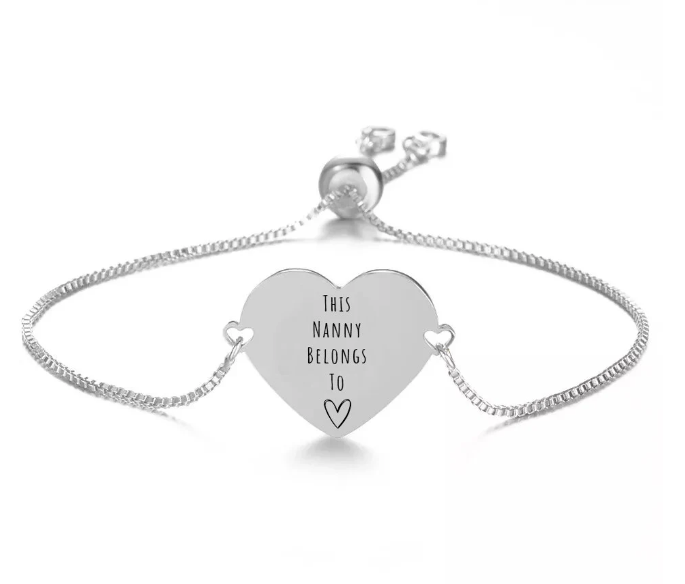 Personalised Adjustable Heart Charm Bracelet