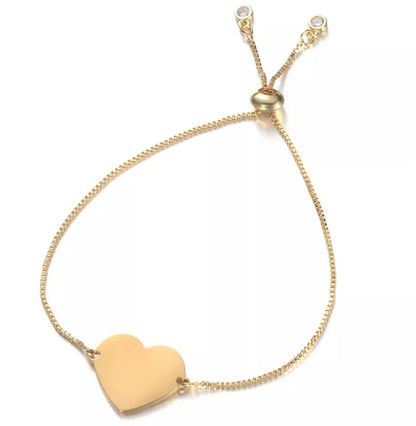 Personalised Adjustable Heart Charm Bracelet