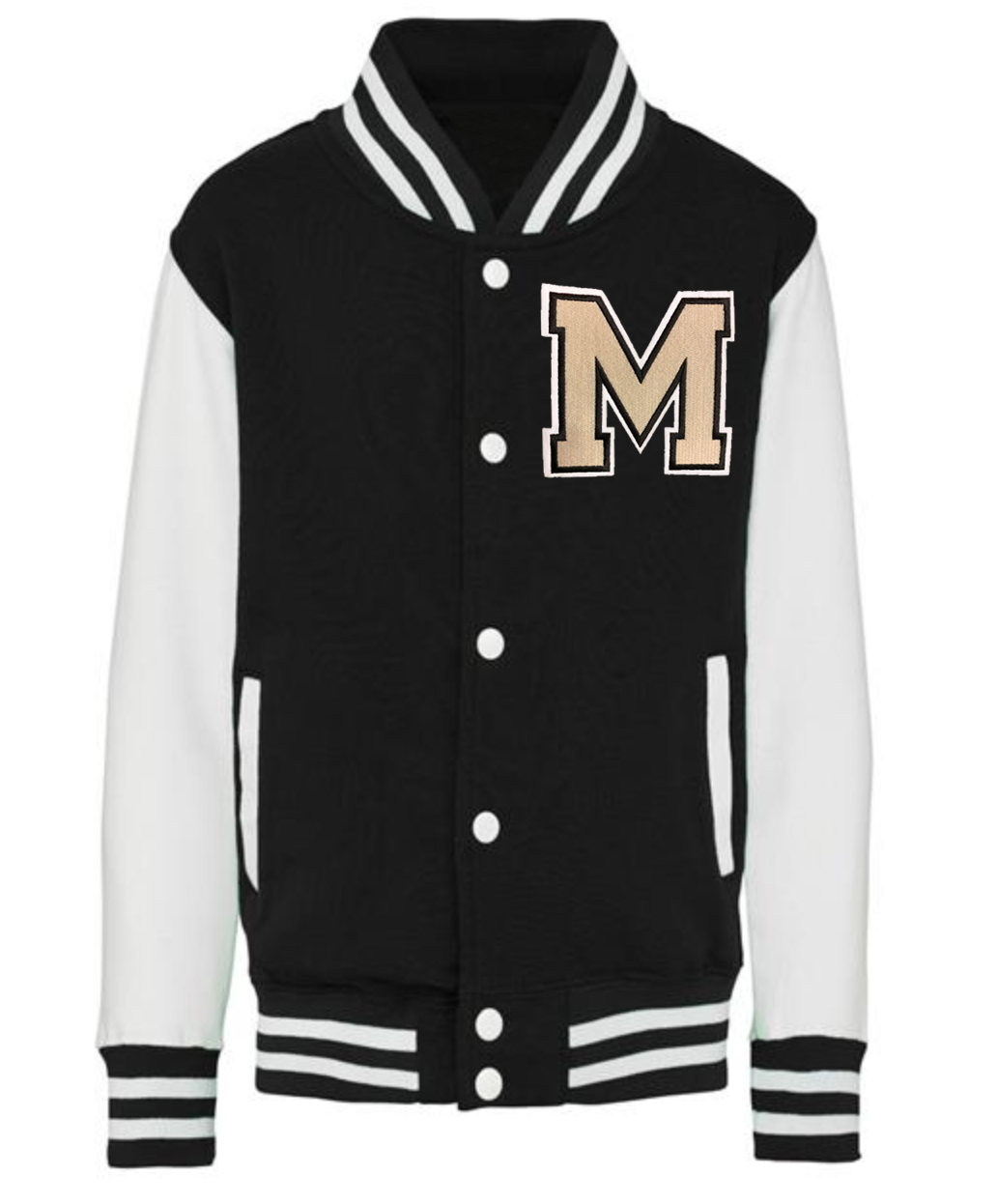 Personalised Kids Black Varsity Jacket