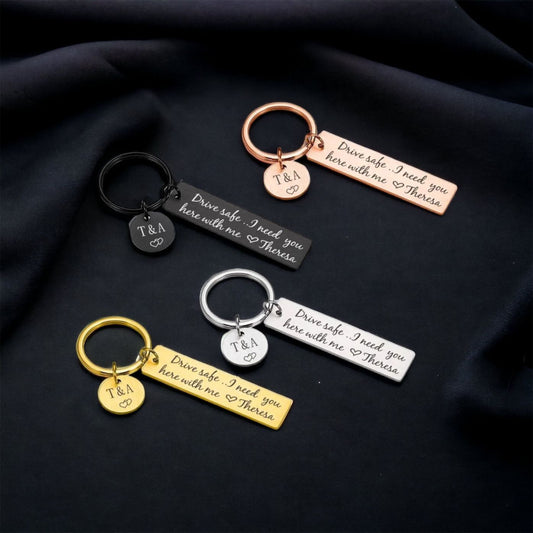 Personalised Drive Safe Keyrings