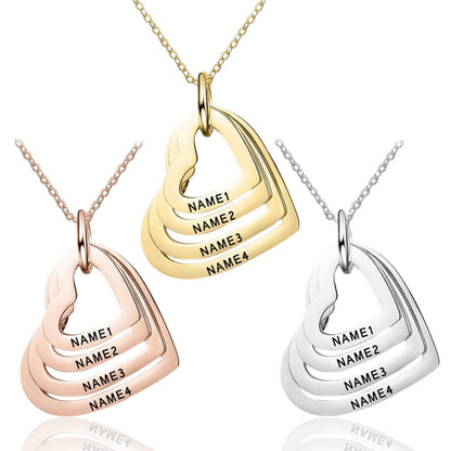 Personalised Four Hearts Necklace