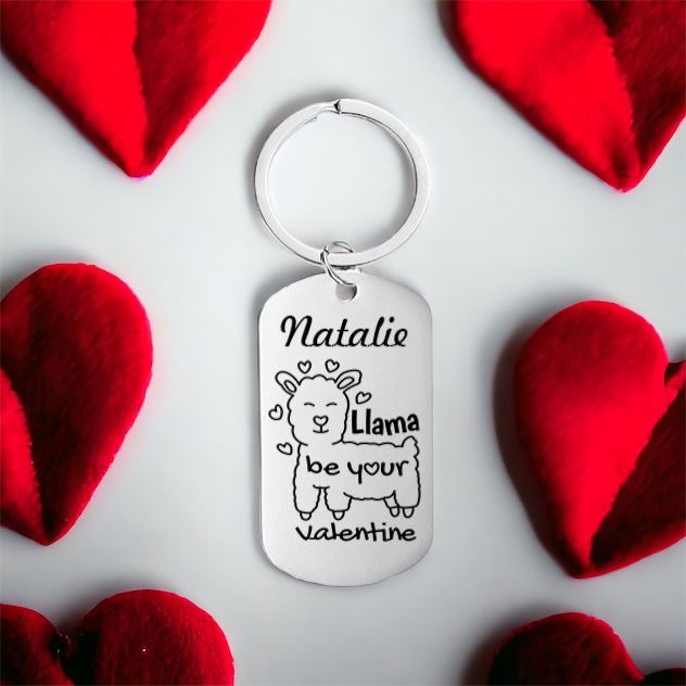 Personalised 'Llama Be Your Valentine' Keyrings