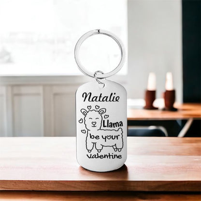 Personalised 'Llama Be Your Valentine' Keyrings