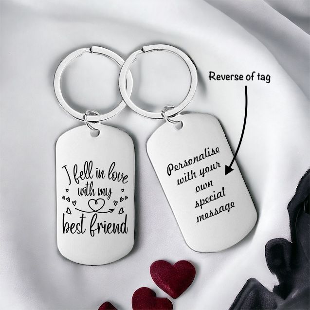 Personalised 'I Fell In Love With My Best Friend' Keyrings