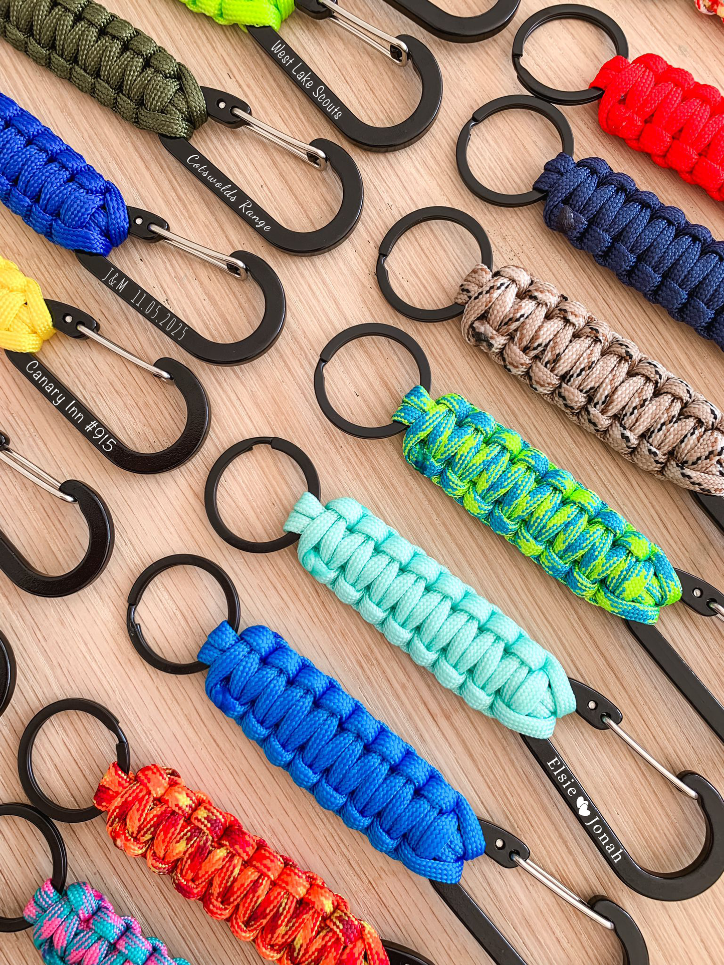 Personalised Paracord Carabiners (Black Edition)