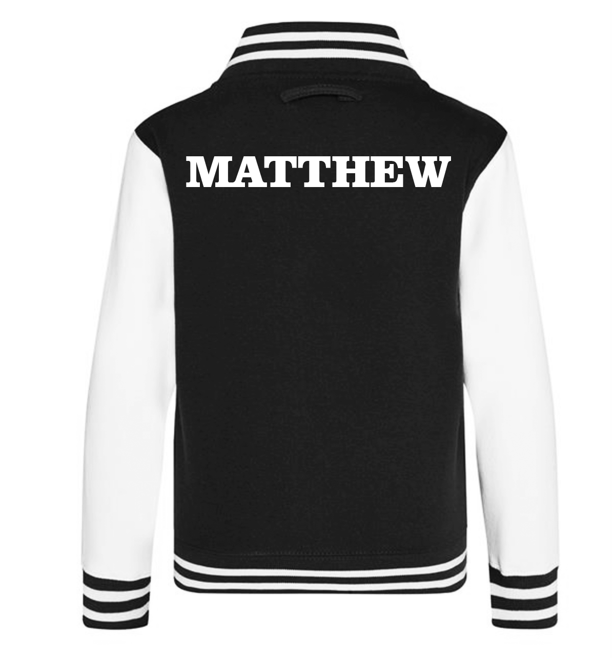 Personalised Kids Black Varsity Jacket