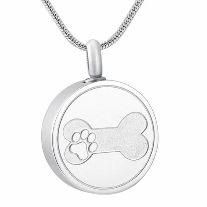 Personalised Bone & Paw Round Urn Necklace