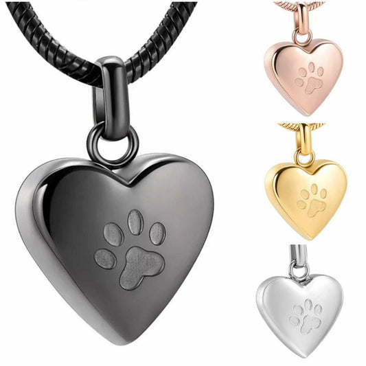 Personalised Heart & Paw Urn Necklace