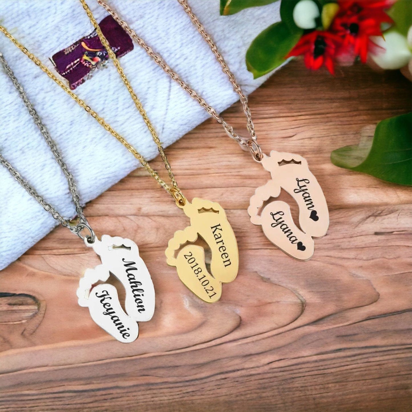 Personalised Baby Feet Necklace